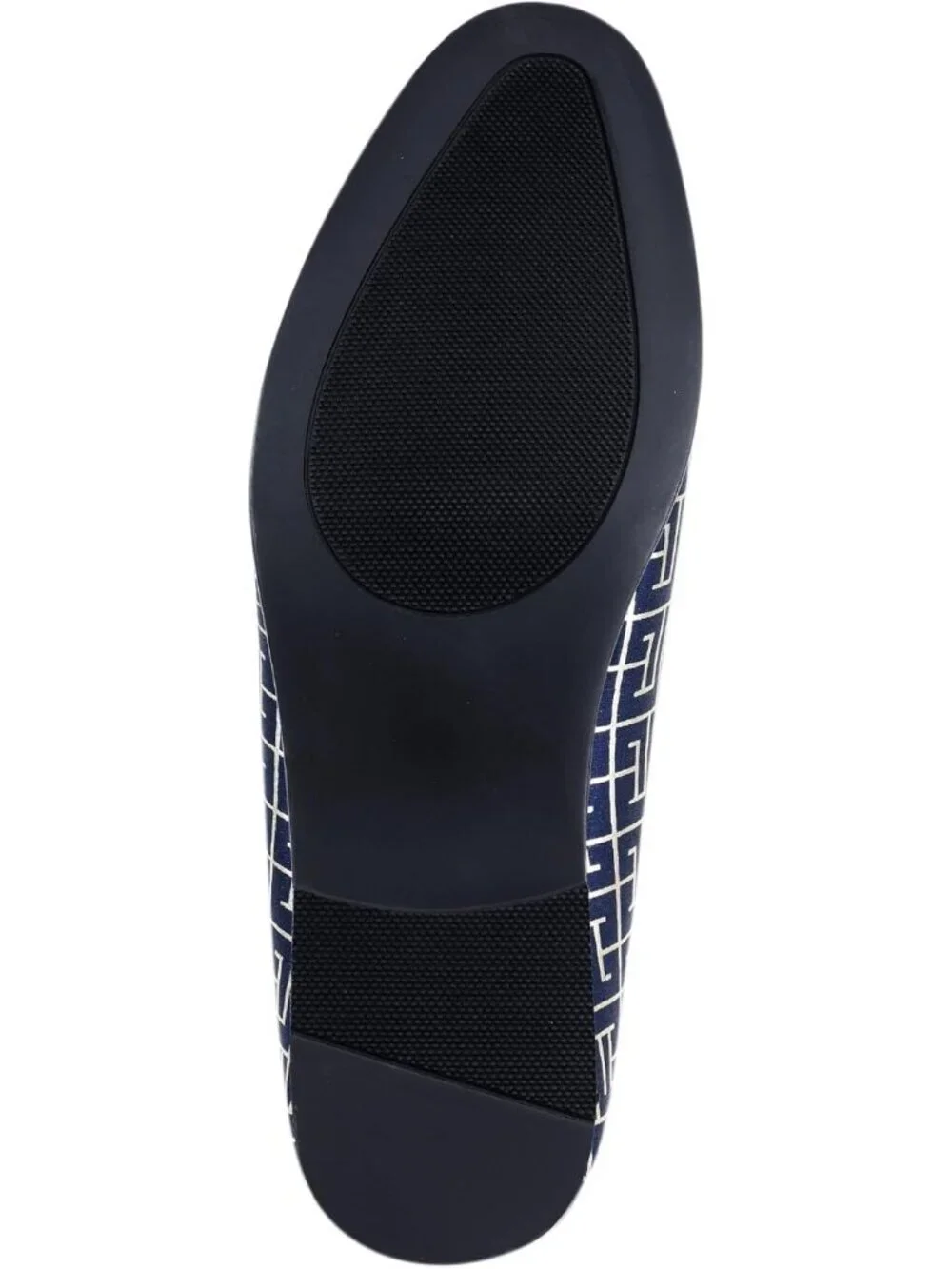 Amali Men's Navy Blue Geometric Print Loafers Gold Buckle Slip On Wedding Shoes